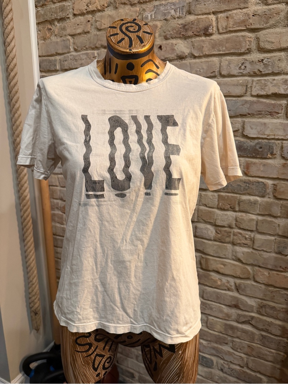 LOVE Graphic Tee - Cream with Black Print S